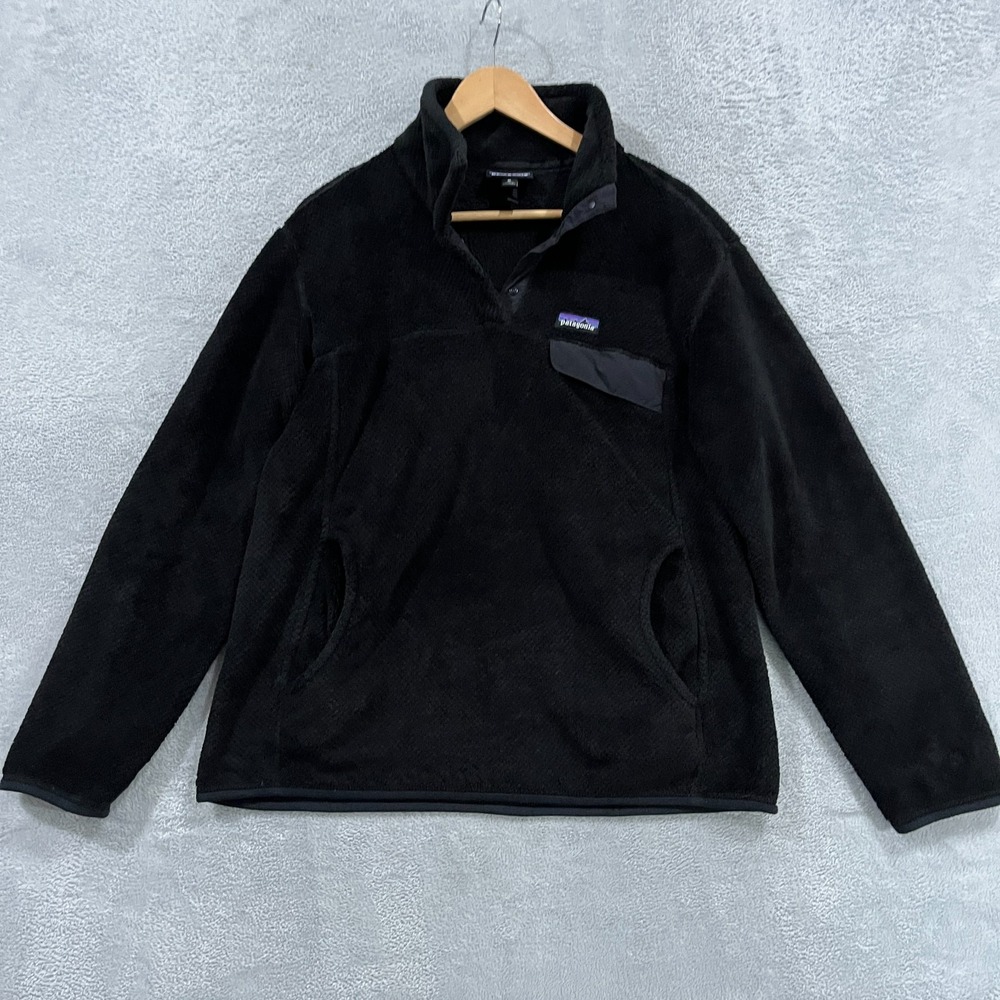 Patagonia Synchilla Snap-T Fleece Pullover Mens XL Black Lightweight Long Sleeve